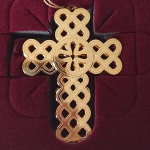 Baldwin 24kt Gold Finished Brass Golden Cross Vintage Christmas Ornament
